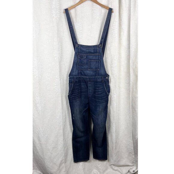 Free People Milo distressed denim overalls exposed back bodycon cowgirl boho 31 - Picture 2 of 9
